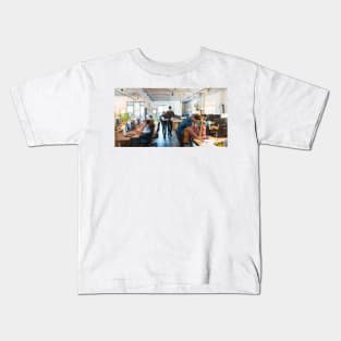 Creative business people working in open plan office (F022/1234) Kids T-Shirt